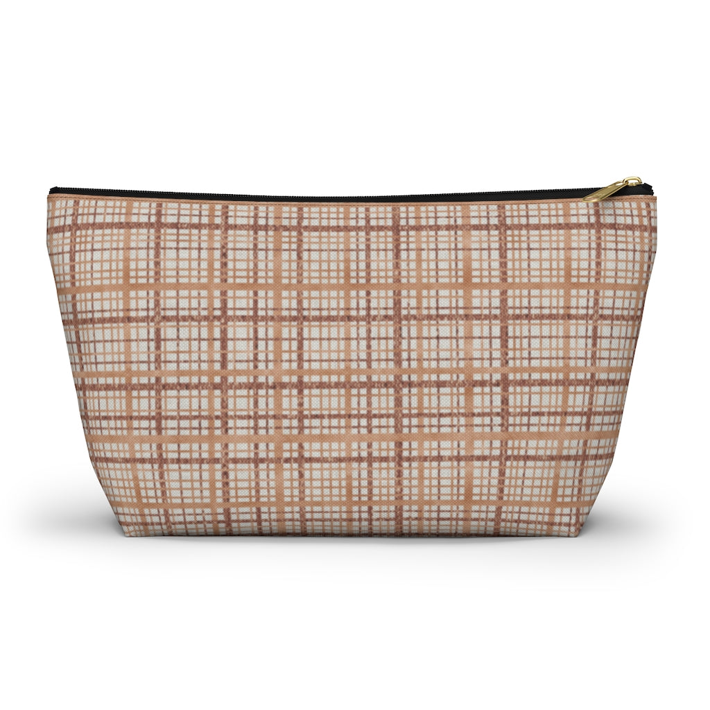 Rogers Tartan Accessory Pouch w T-bottom in Coral