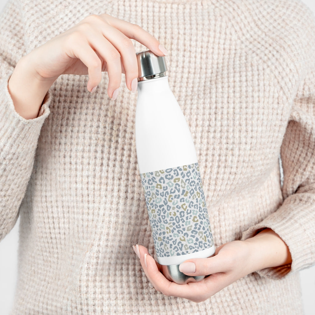 Leopard Love 20oz Insulated Bottle in Light Blue
