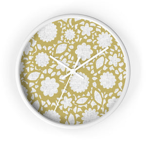 Floral Eyelet Lace Wall Clock in Gold