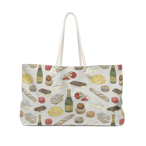 Watercolor French Pastries Weekender Bag in Cream