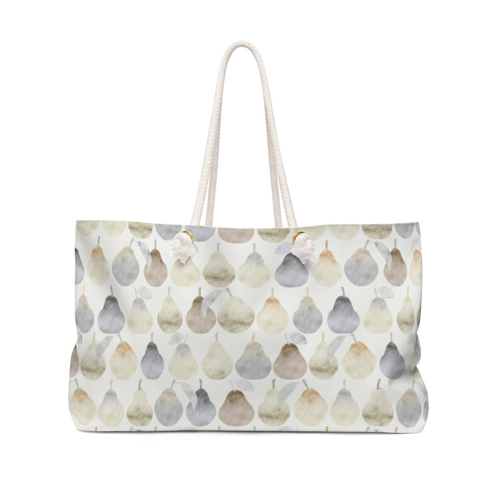Watercolor Pears Weekender Bag in Cream