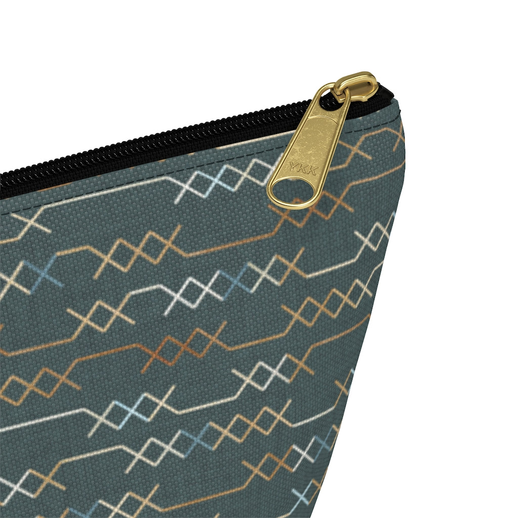 Santa Fe Stitch Accessory Pouch w T-bottom in Aqua