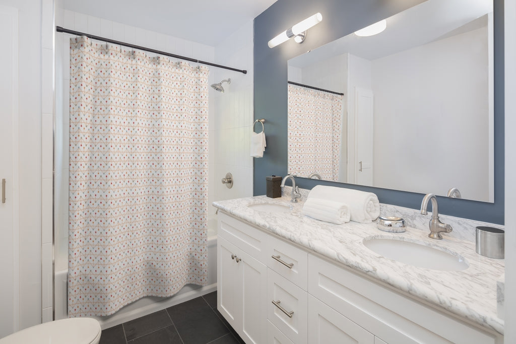Polka Dot Chevron Shower Curtain in Red