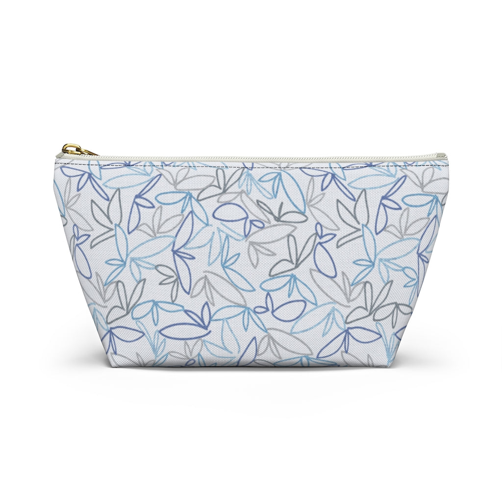 Sketch Leaf Accessory Pouch w T-bottom in Blue