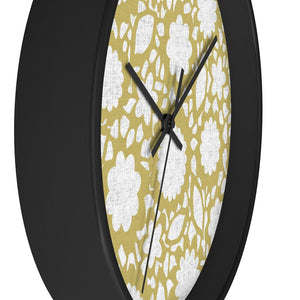 Floral Eyelet Lace Wall Clock in Gold