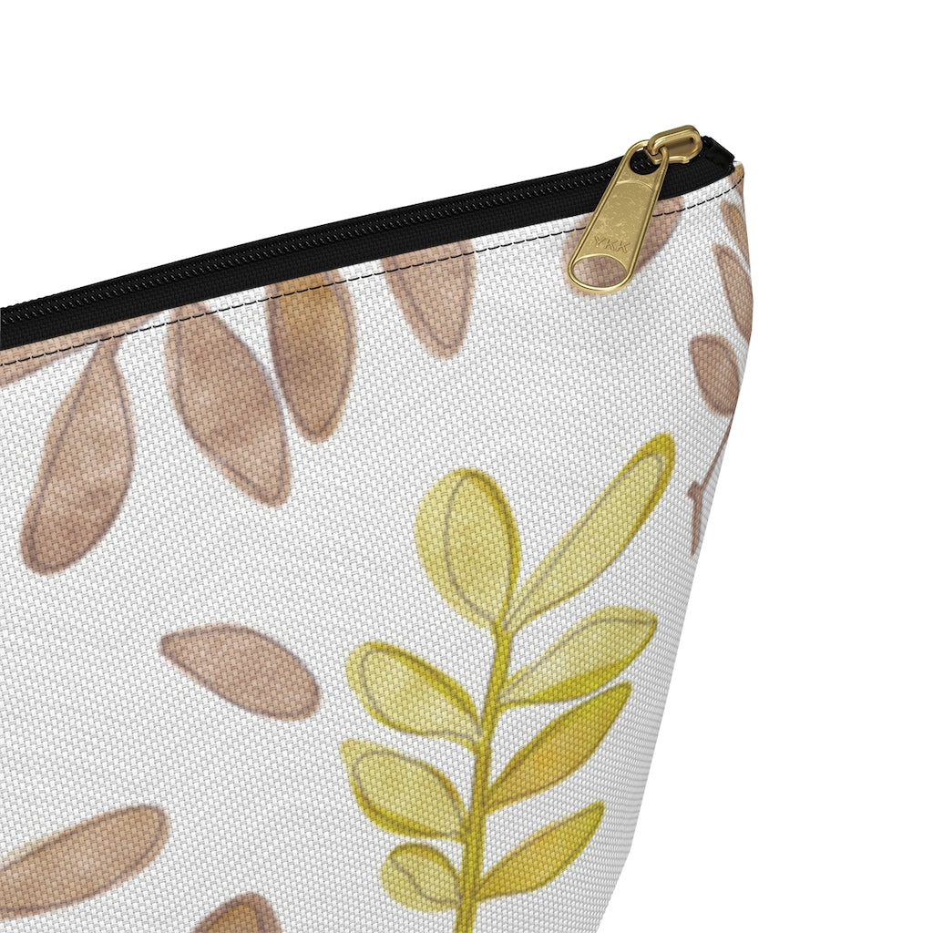 Watercolor Tossed Leaves Accessory Pouch w T-bottom in Red