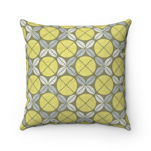 Leaf Ensconced Circle Square Throw Pillow in Yellow