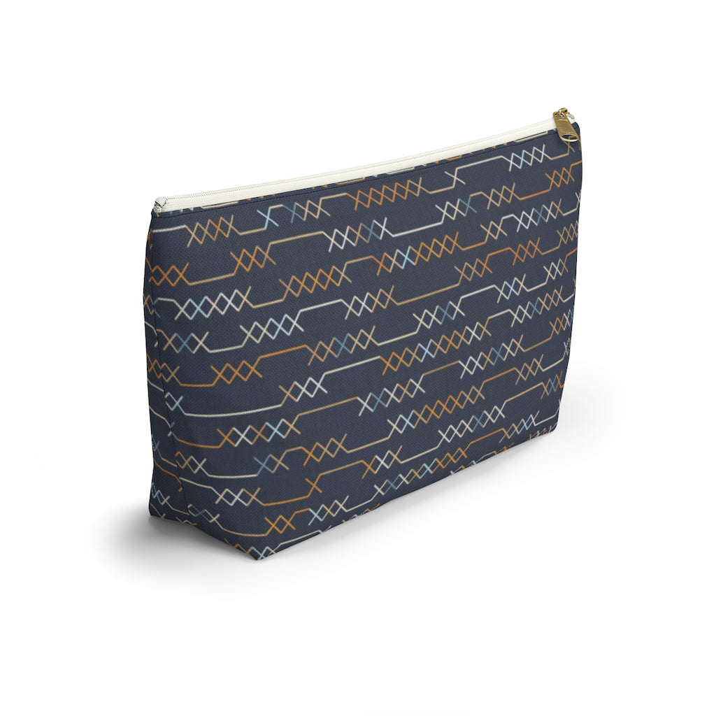 Santa Fe Stitch Accessory Pouch w T-bottom in Navy