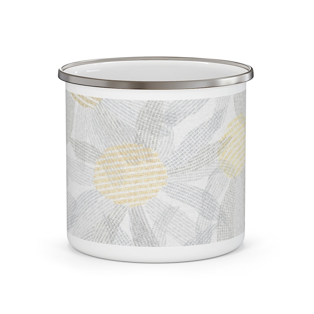 Daisy Chain Code Enamel Mug in Gray