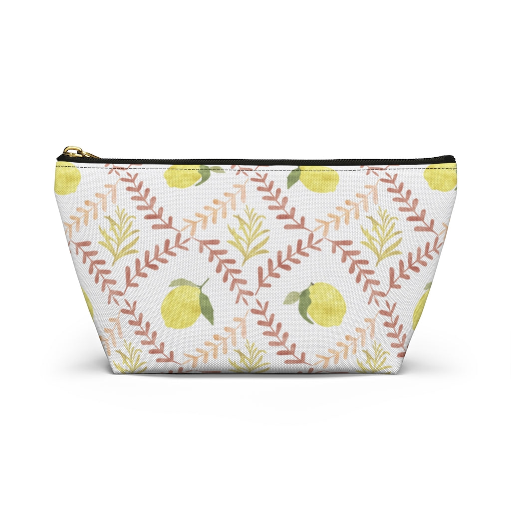 Lemon Tile Accessory Pouch w T-bottom in Pink