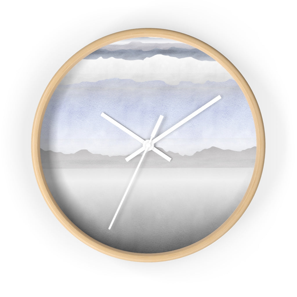 Watercolor Mountains Wall Clock in Blue