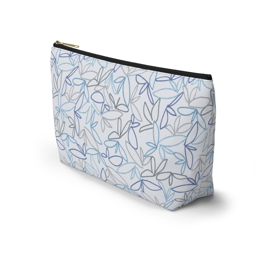 Sketch Leaf Accessory Pouch w T-bottom in Blue