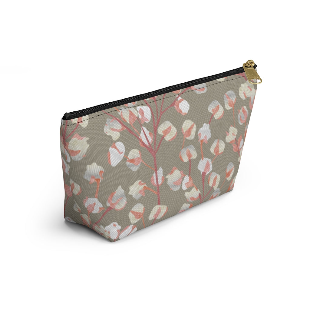 Cotton Branch Accessory Pouch w T-bottom in Pink