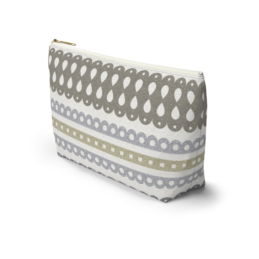 Ribbon Candy Accessory Pouch w T-bottom in Brown