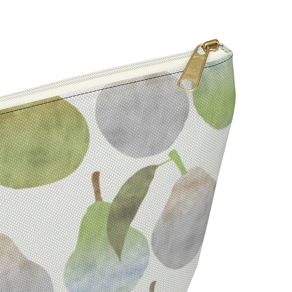 Watercolor Pears Accessory Pouch w T-bottom in Green