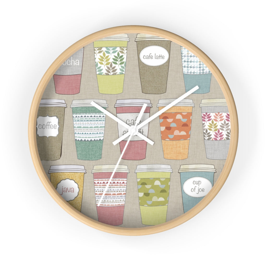 Coffee To Go Wall Clock in Tan