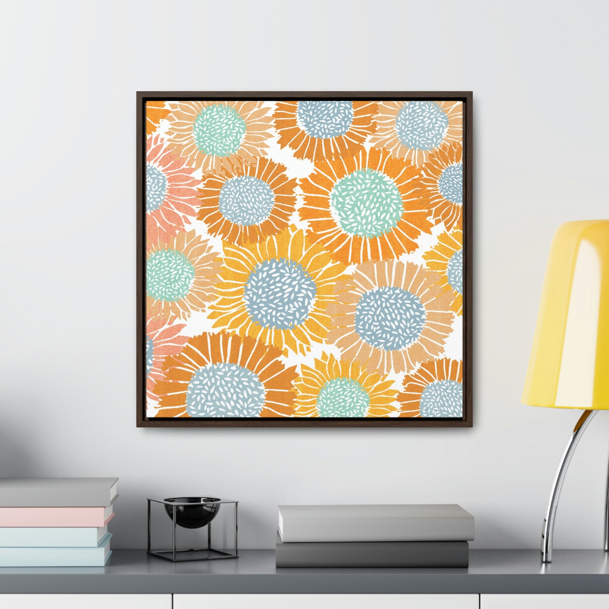 Sunflowers Framed Gallery Wrap Canvas in Orange