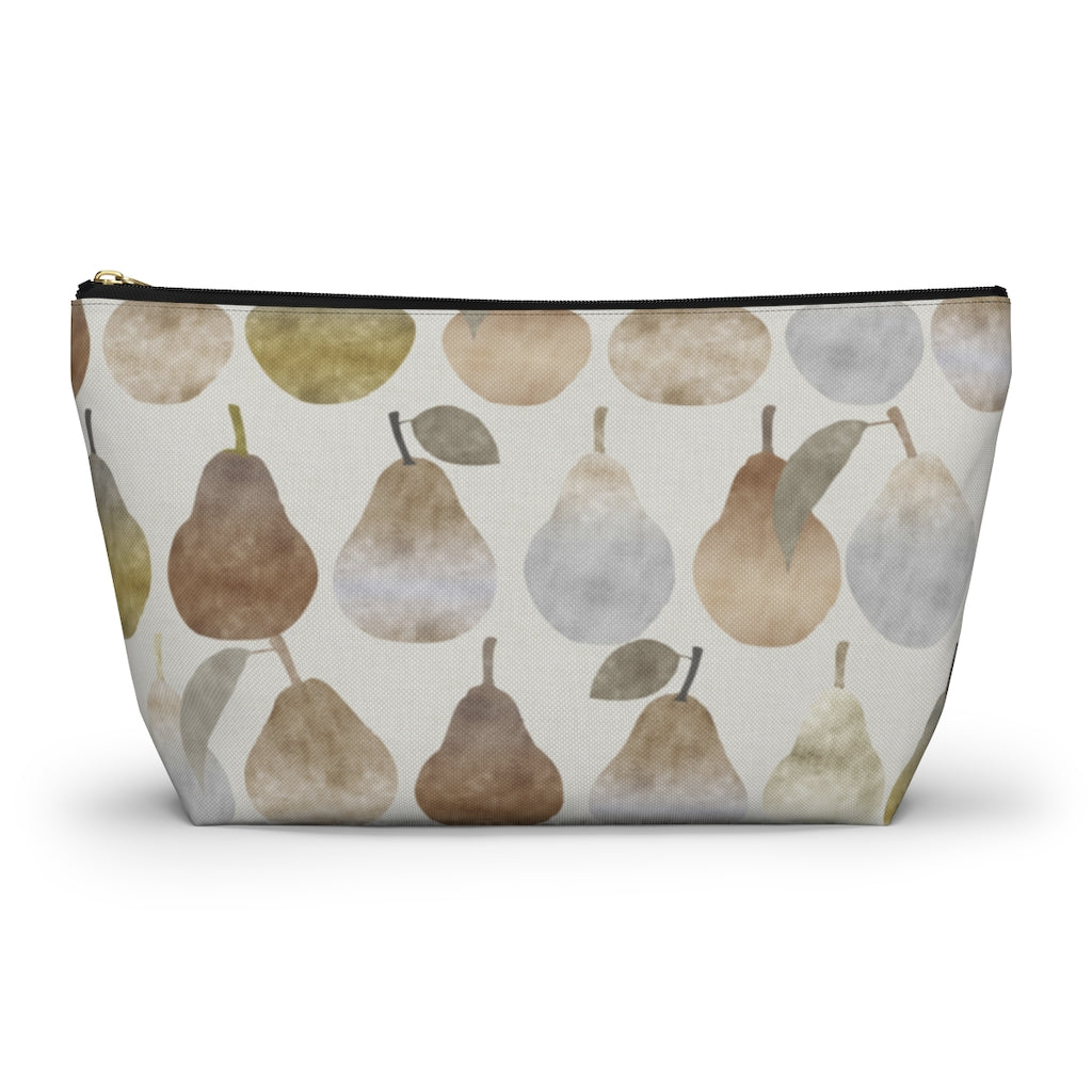 Watercolor Pears Accessory Pouch w T-bottom in Brown
