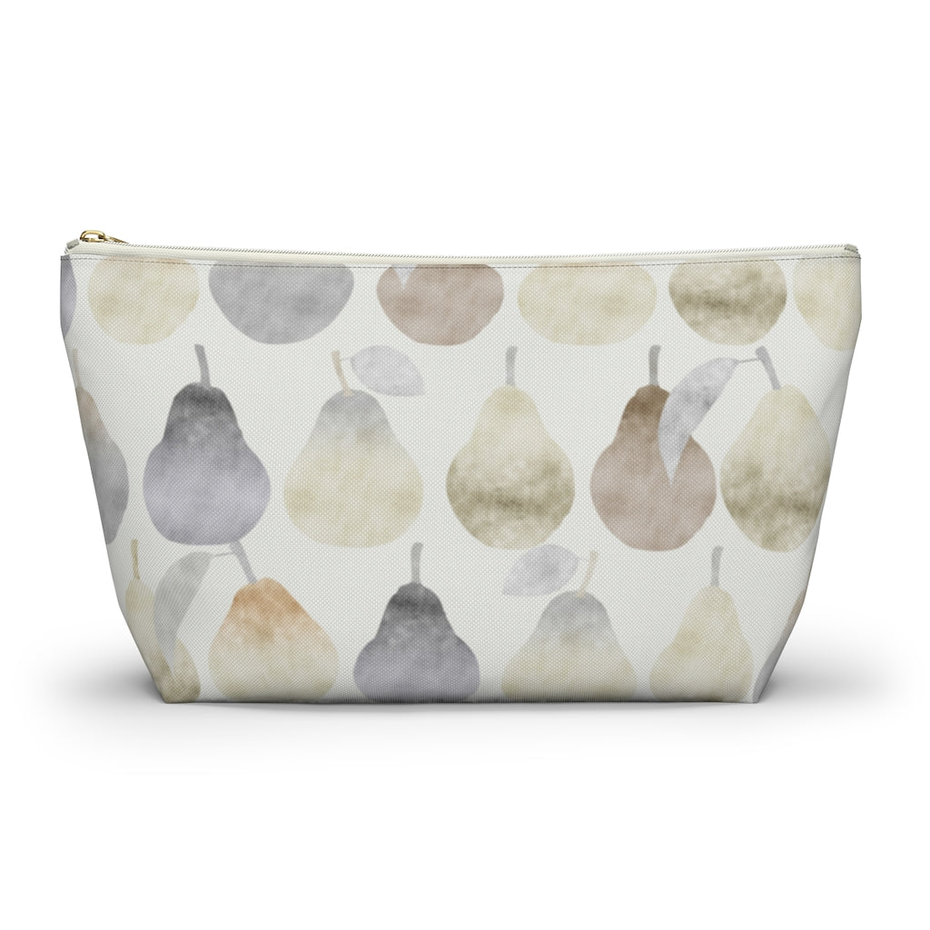 Watercolor Pears Accessory Pouch w T-bottom in Cream