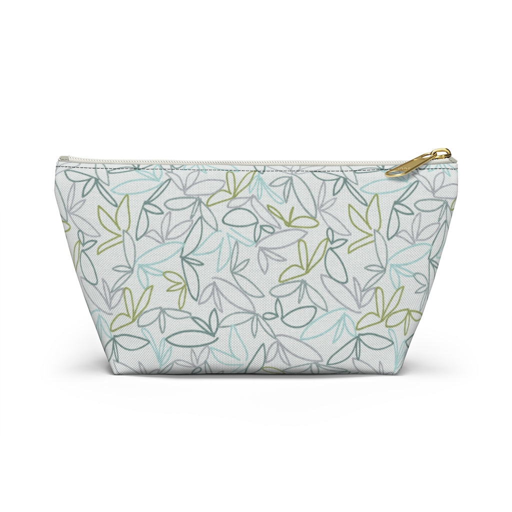 Sketch Leaf Accessory Pouch w T-bottom in Teal