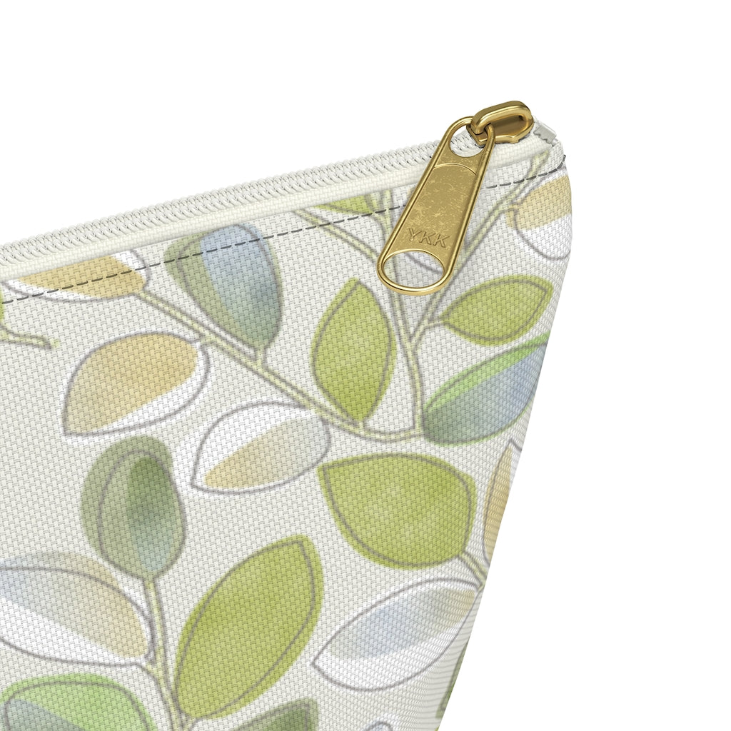Cherry Plum Leaves Accessory Pouch w T-bottom in Green