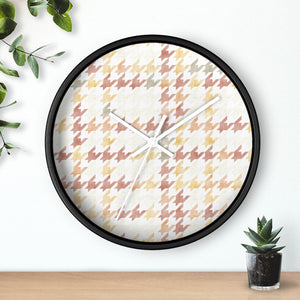 Plaid Houndstooth Wall Clock in Pink