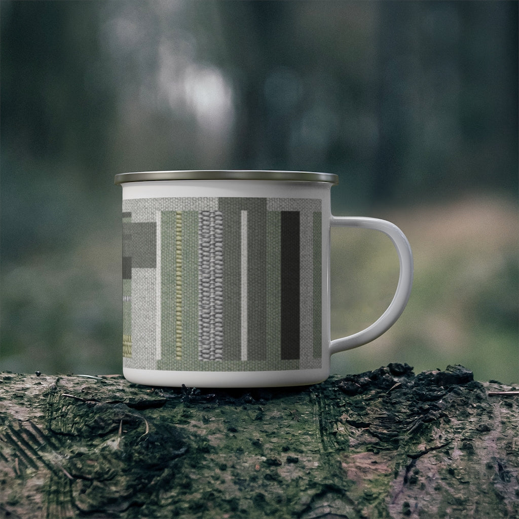 Bird Code Enamel Mug in Green