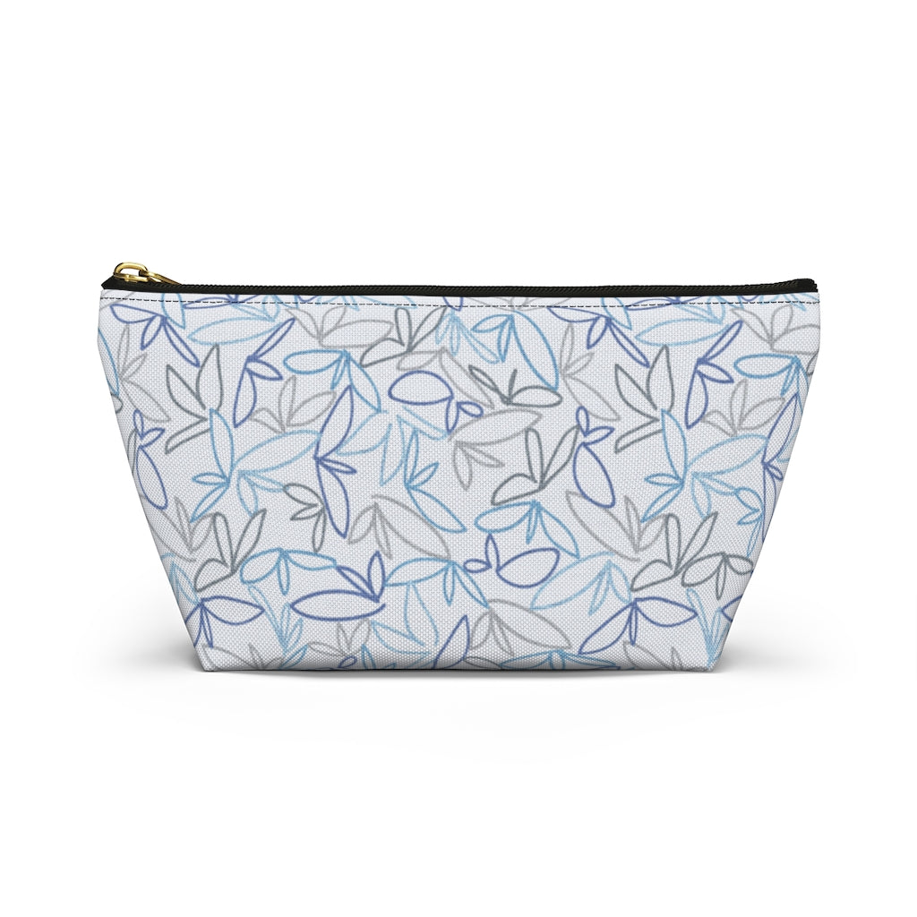 Sketch Leaf Accessory Pouch w T-bottom in Blue