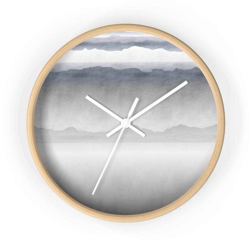Watercolor Mountains Wall Clock in Gray