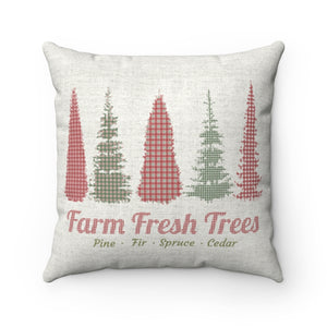 Farm Fresh Square Throw Pillow in Red