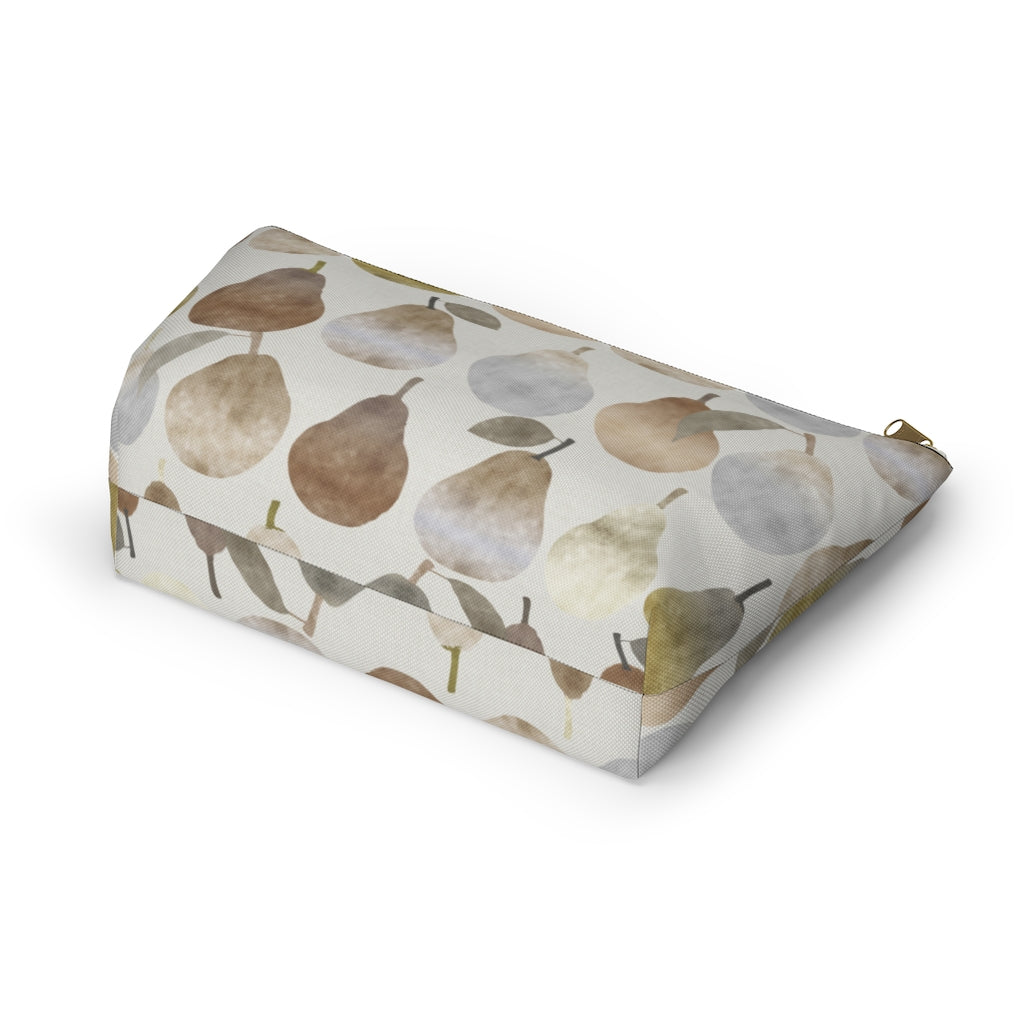 Watercolor Pears Accessory Pouch w T-bottom in Brown