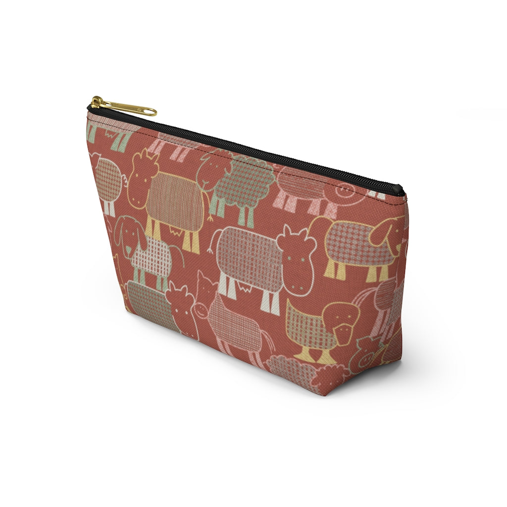 Animal Farm Accessory Pouch w T-bottom in Pink