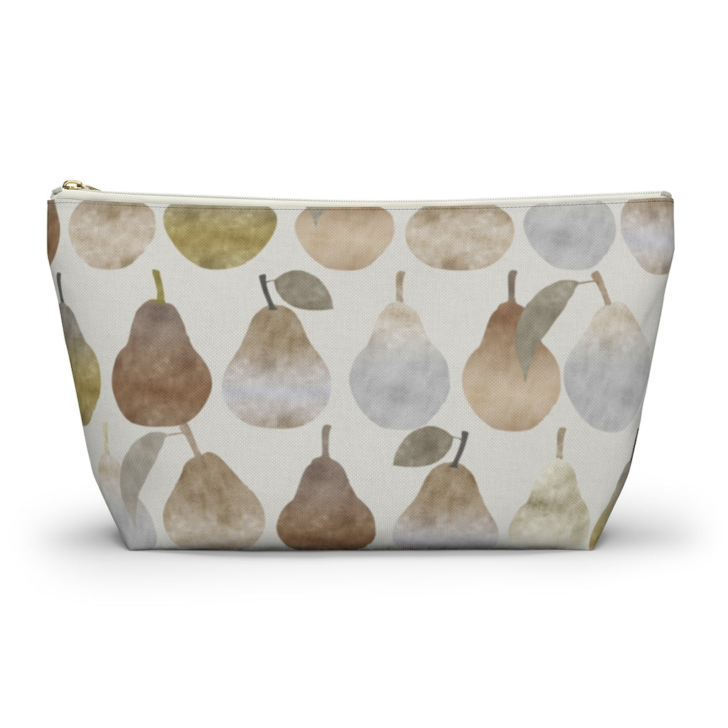 Watercolor Pears Accessory Pouch w T-bottom in Brown