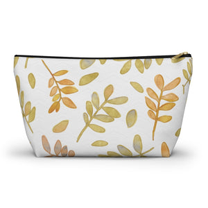 Watercolor Tossed Leaves Accessory Pouch w T-bottom in Yellow