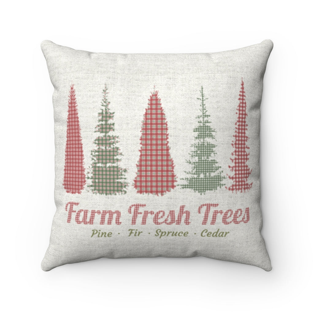 Farm Fresh Square Throw Pillow in Red