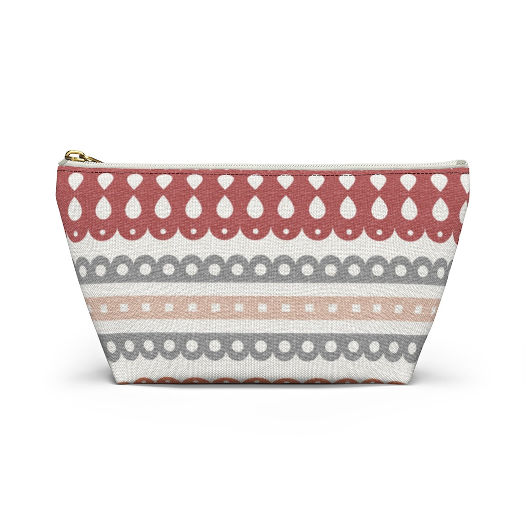 Ribbon Candy Accessory Pouch w T-bottom in Red
