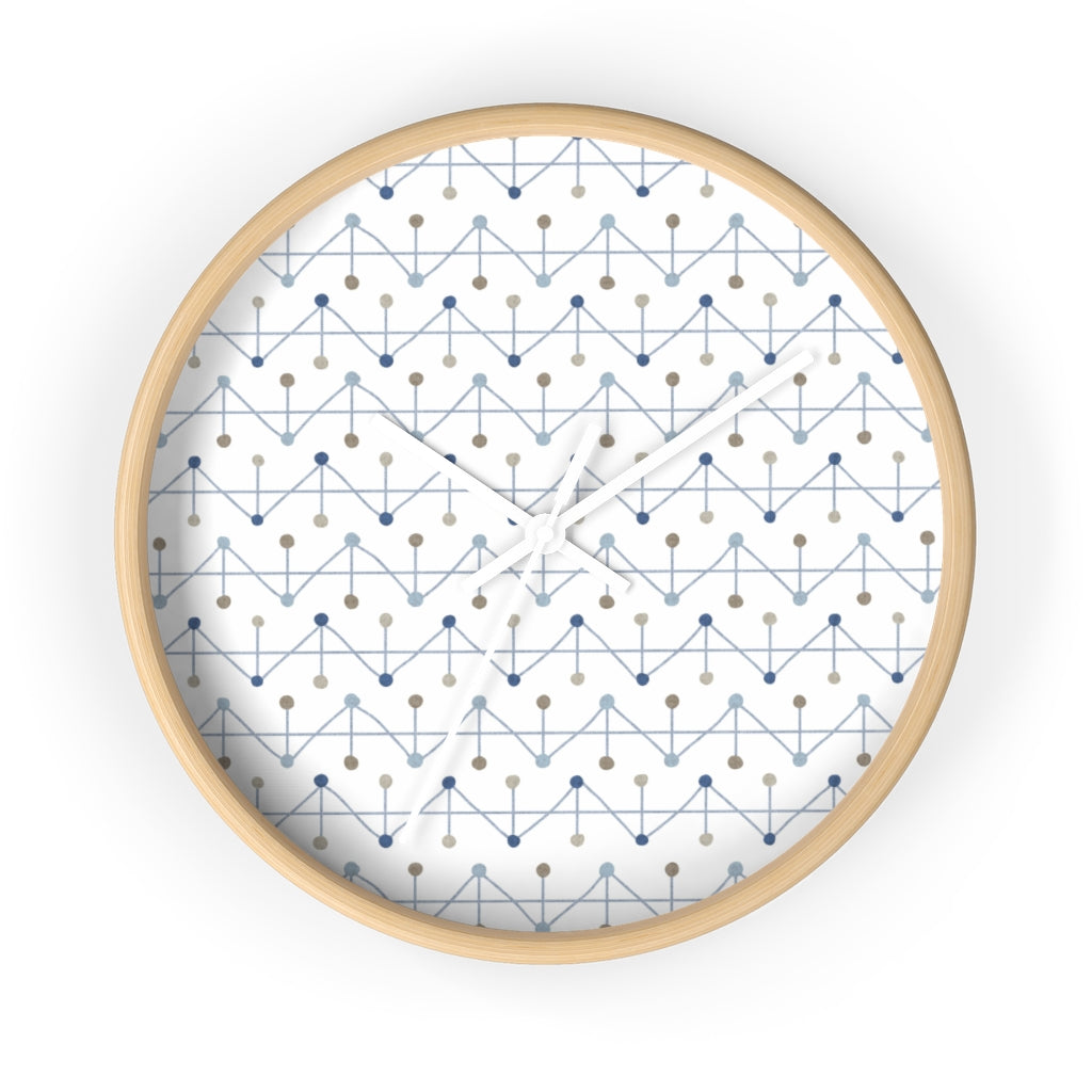 Polka Dot Chevron Wall Clock in Blue