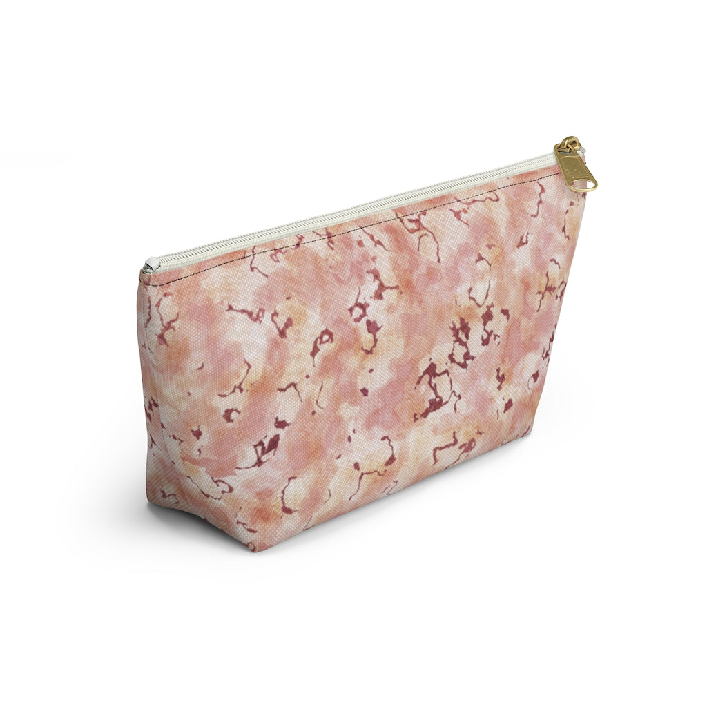 Carrara Marble Accessory Pouch w T-bottom in Pink