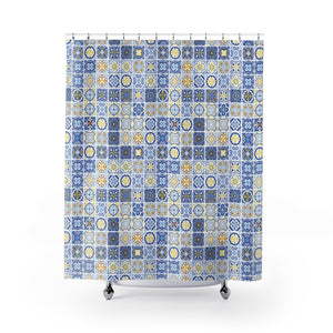Seville Square Shower Curtain in Blue