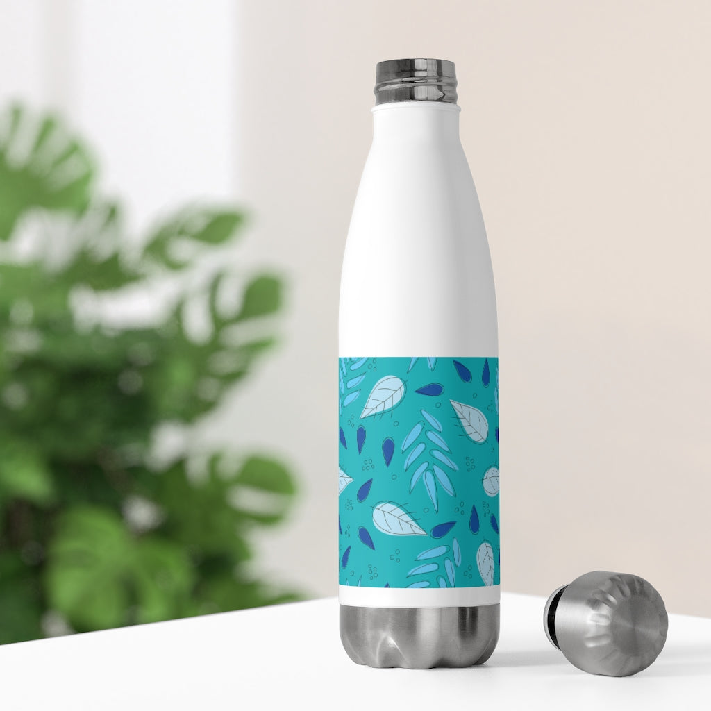 Tossed Leaves 20oz Insulated Bottle in Aqua