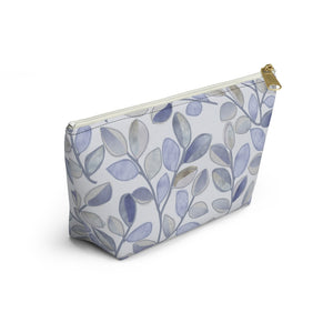 Cherry Plum Leaves Accessory Pouch w T-bottom in Blue