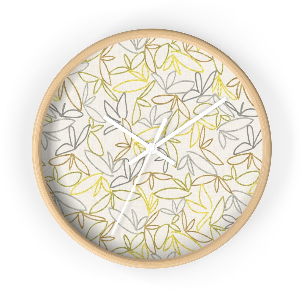Sketch Leaf Wall Clock in Yellow