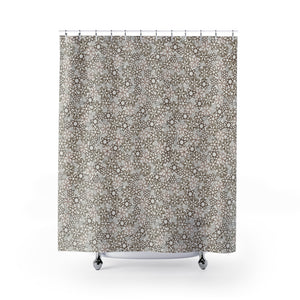 Floral Lace with Leaves Shower Curtain in Brown