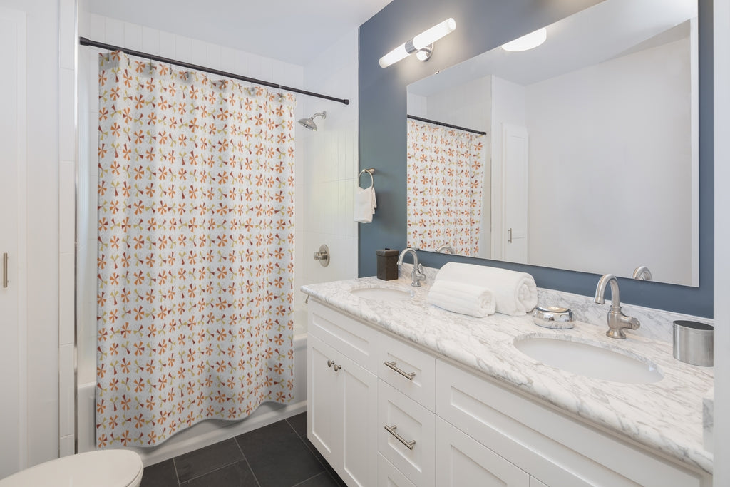 Mini Pinwheels Shower Curtain in Orange