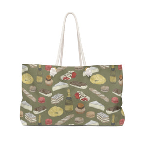 Watercolor French Pastries Weekender Bag in Green