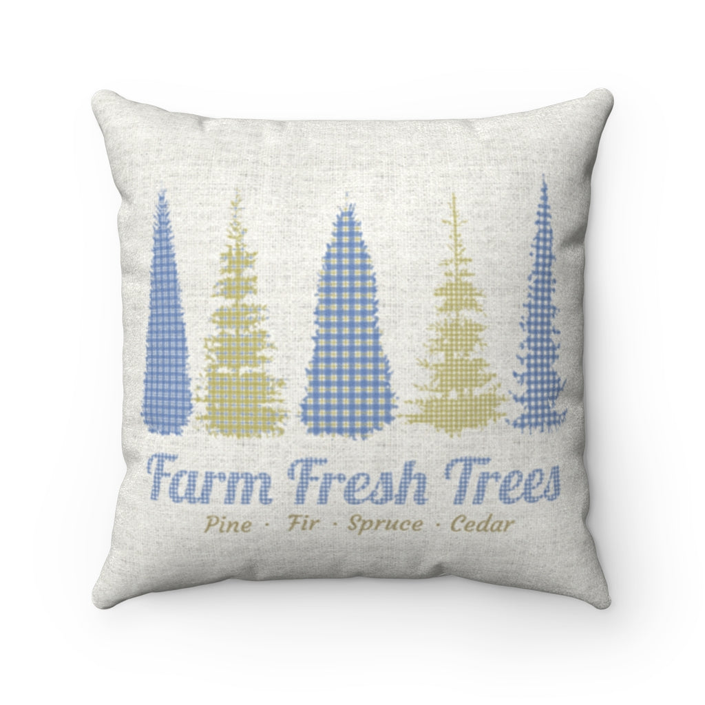 Farm Fresh Square Throw Pillow in Blue