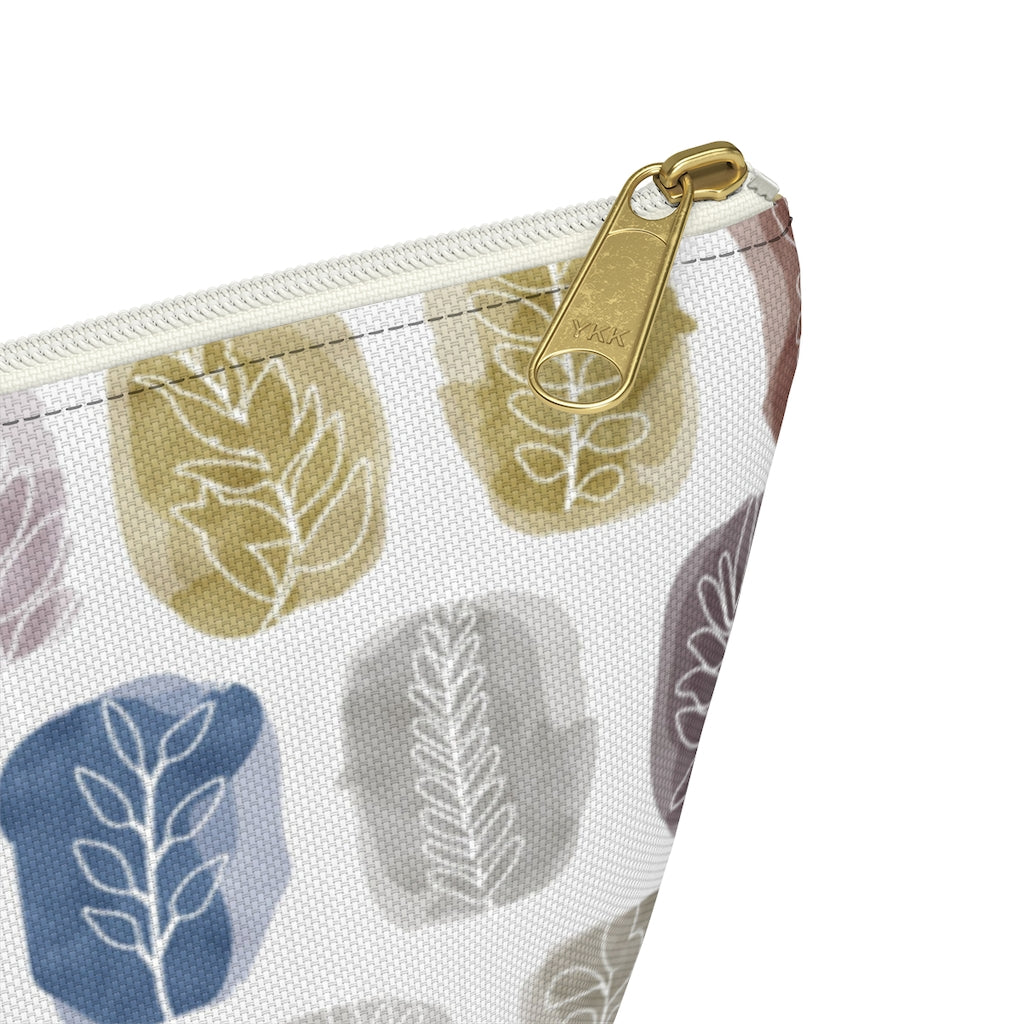 Watercolor Leaf Stamp Accessory Pouch w T-bottom in Purple