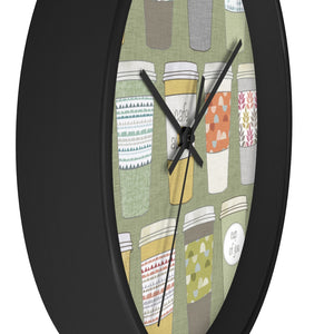 Coffee To Go Wall Clock in Green