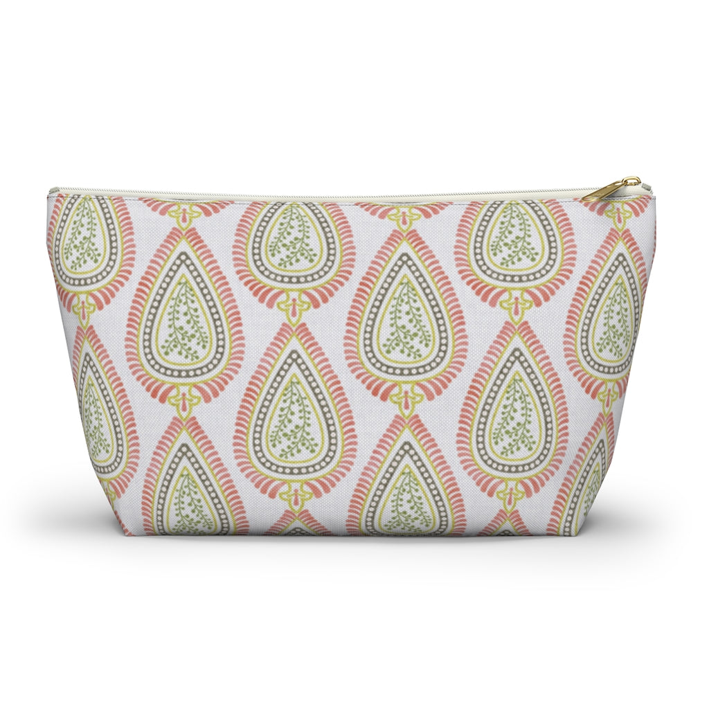 Teardrop Accessory Pouch w T-bottom in Coral