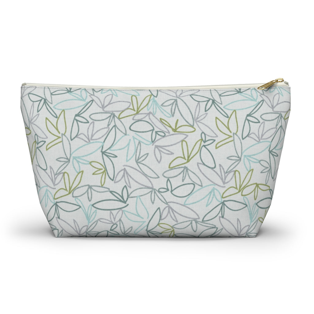 Sketch Leaf Accessory Pouch w T-bottom in Teal